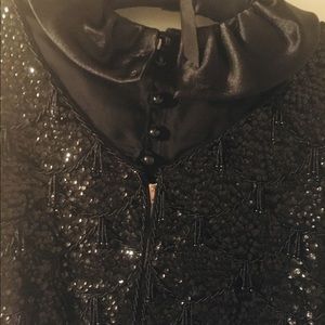 Vintage black sequin sheer blouse.
